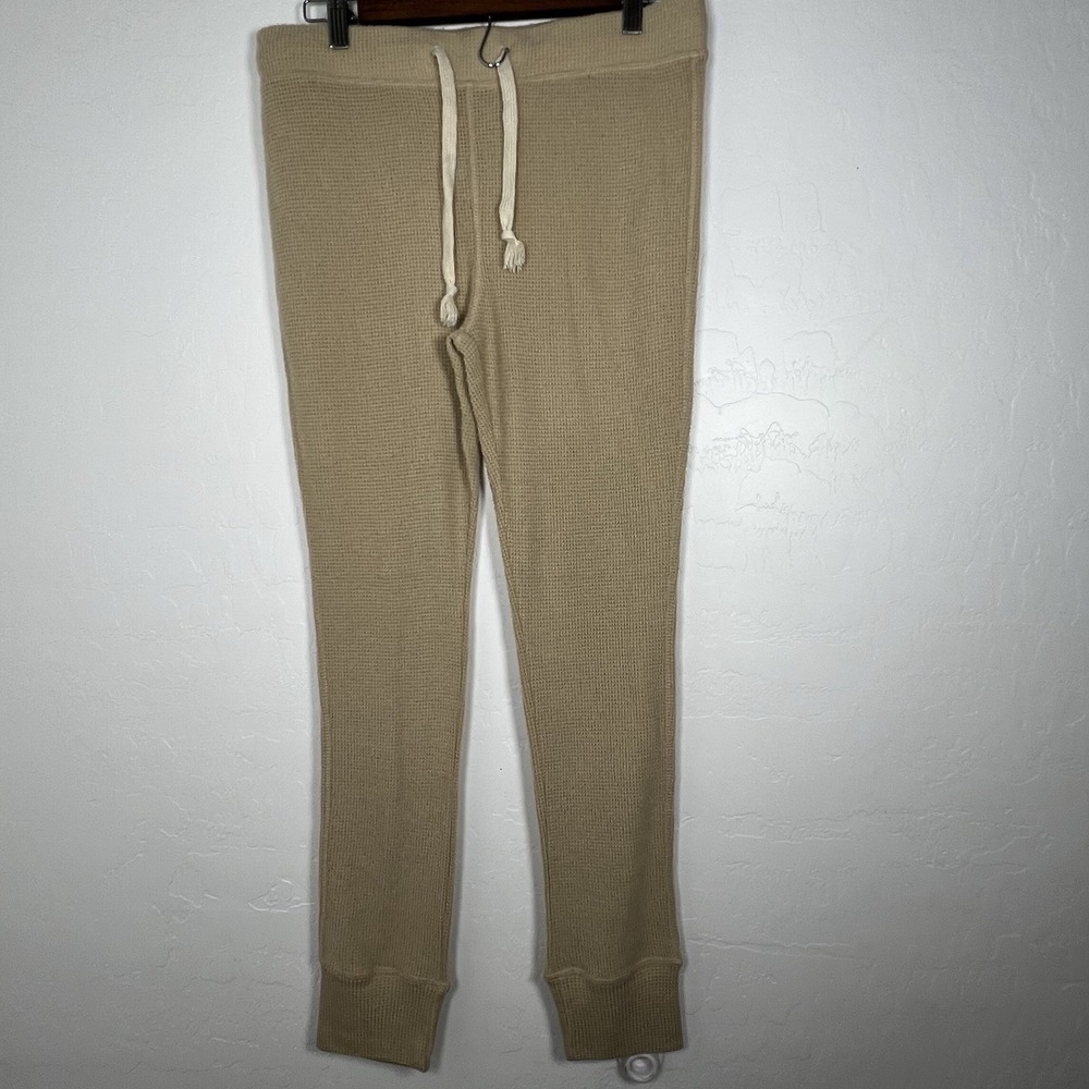 Intimately Free People Waffle Knit Pants Size Medium Tan Beige Drawstring